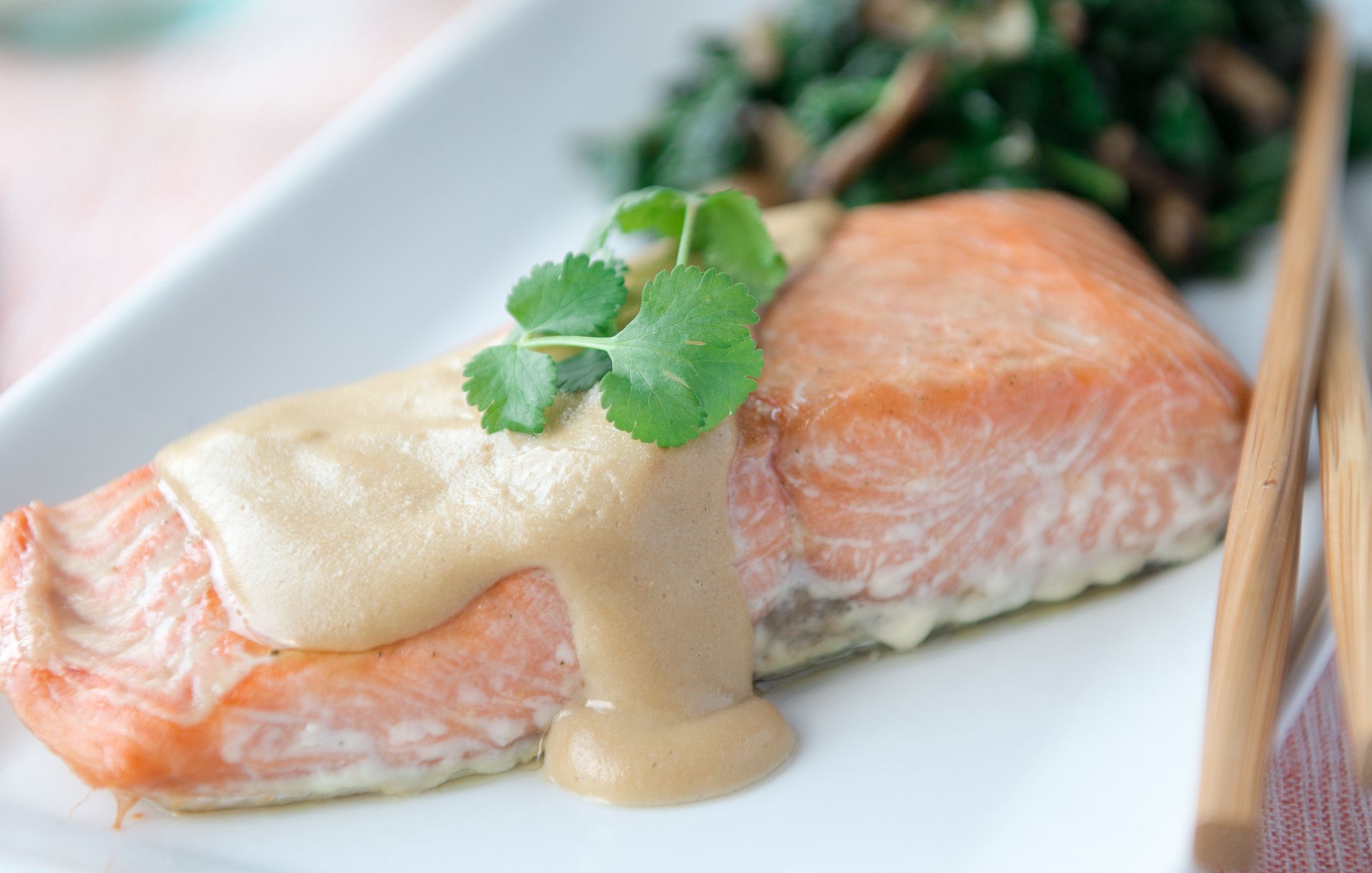Baked Salmon with Cashew-Ginger Sauce