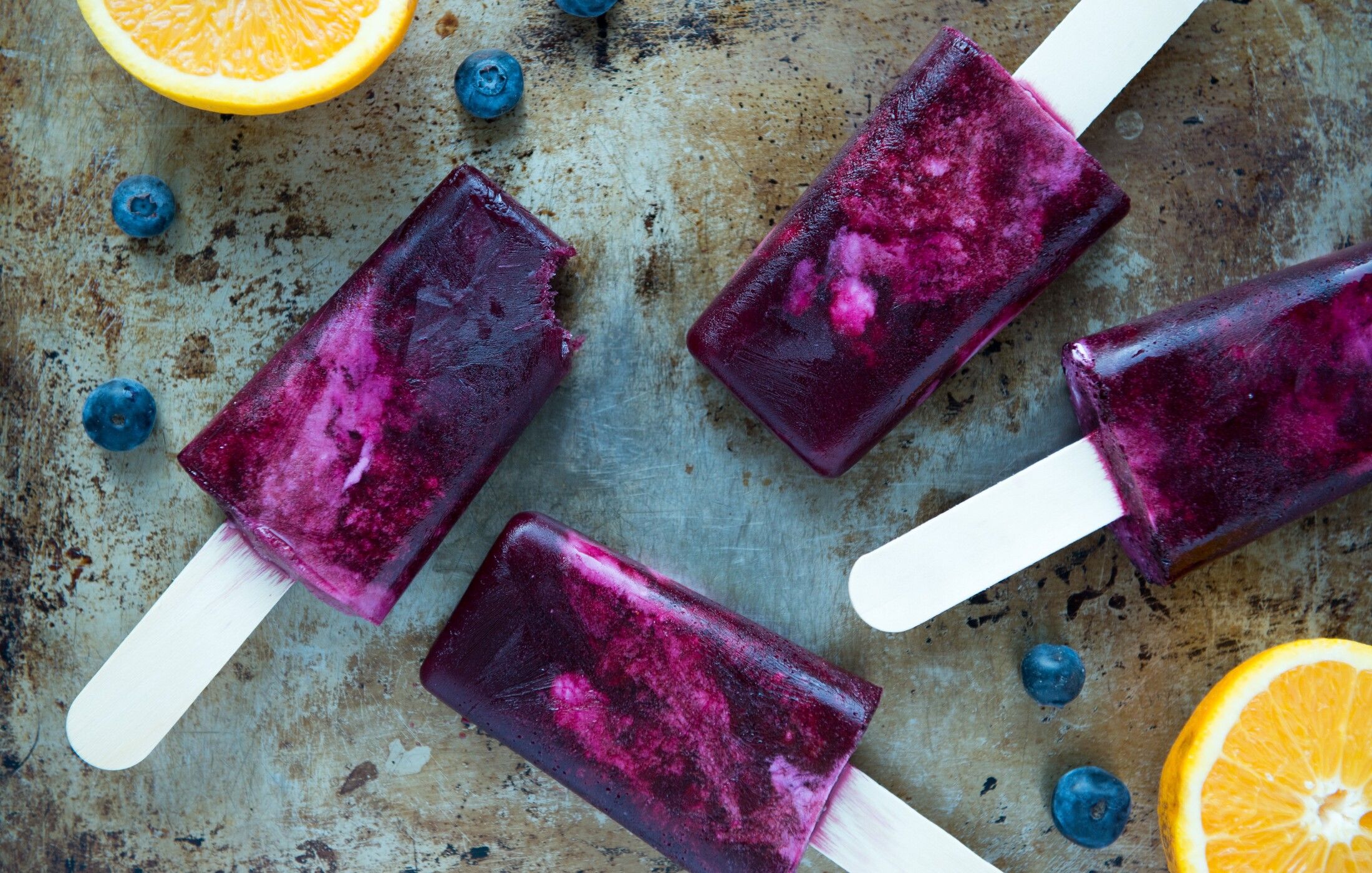 Blueberry Orange Coconut Swirl Popsicles