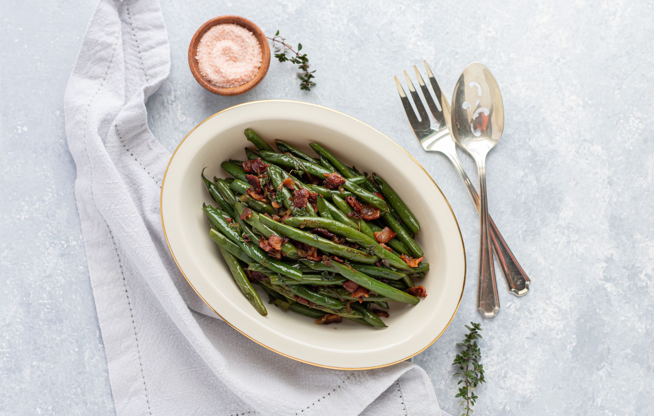 Braised Green Beans with Bacon and Caramelized Shallots