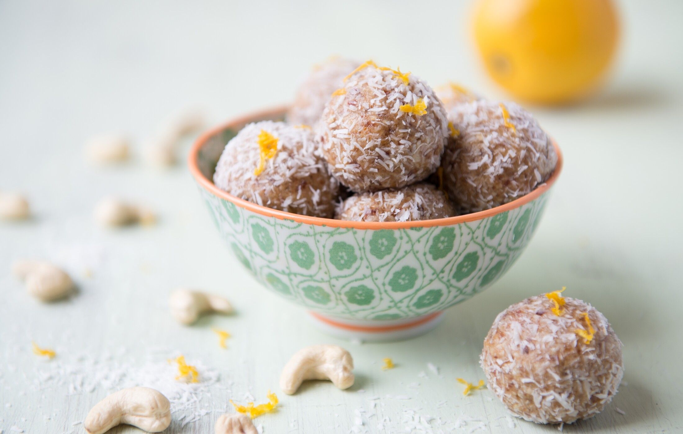 Raw Cashew Orange Date Balls Vegan