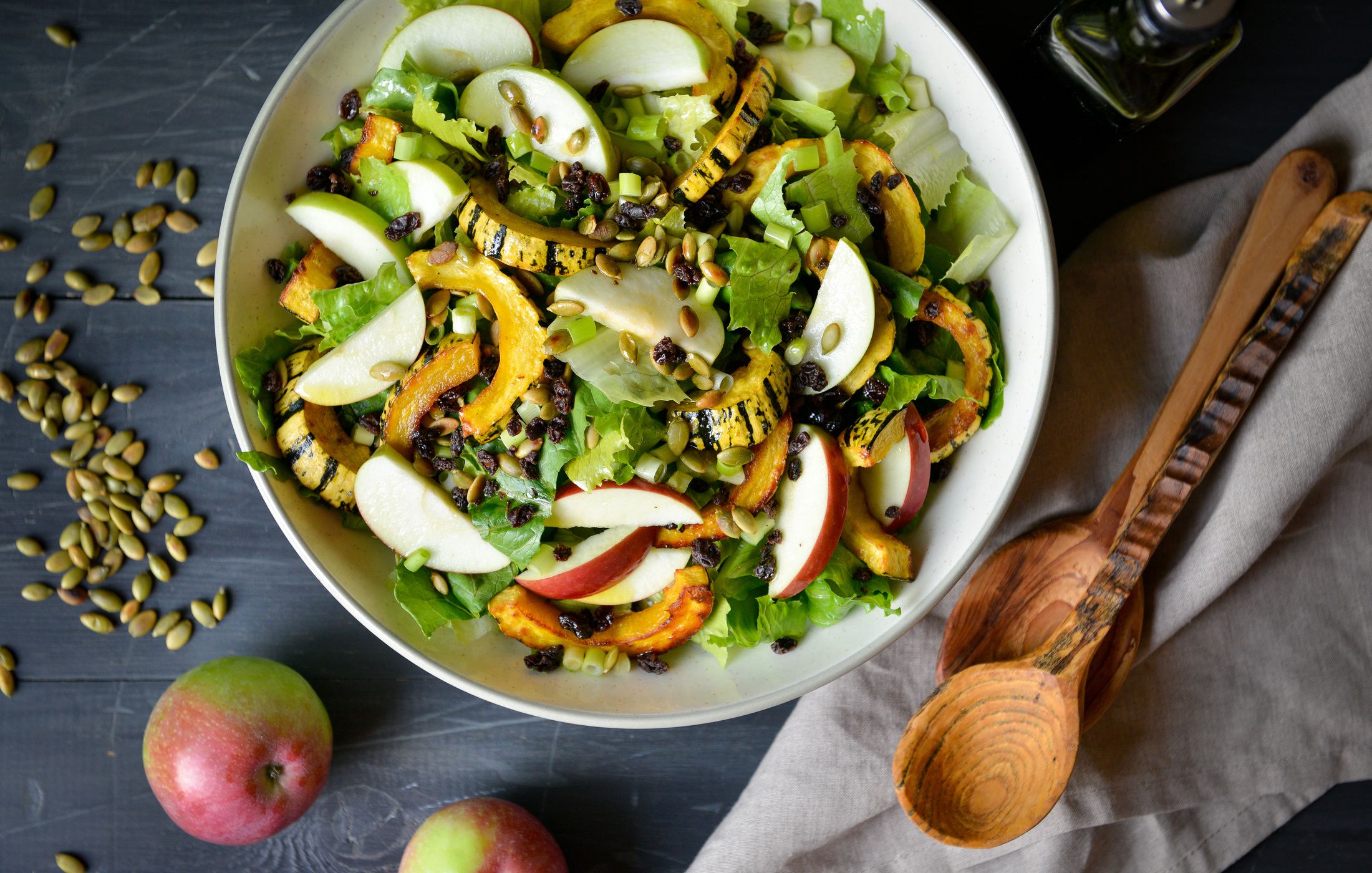 Roasted Delicata Squash Salad with Apples and Toasted Pumpkin Seeds