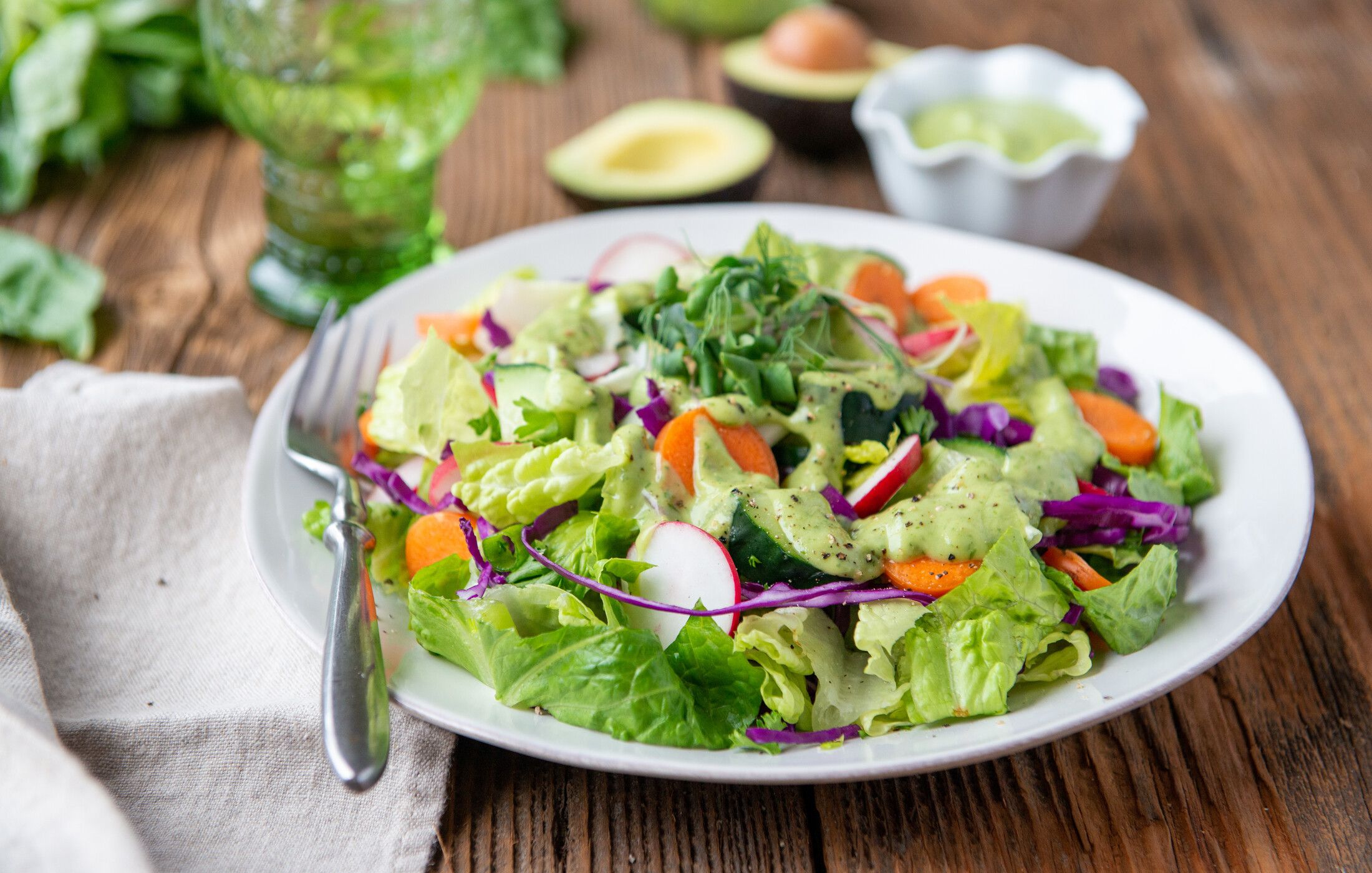 Garden Salad Herbed Avocado Dressing