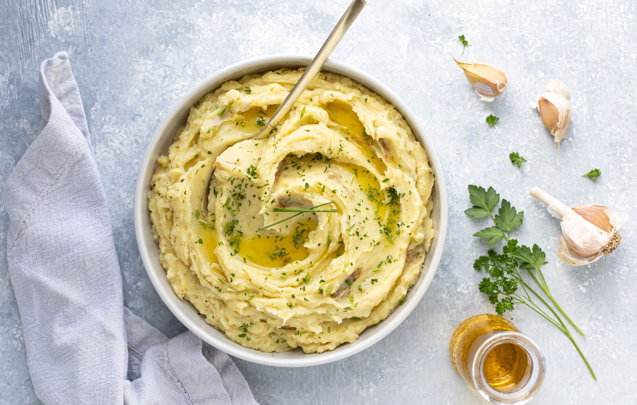 Olive Oil Garlic Mashed Potatoes