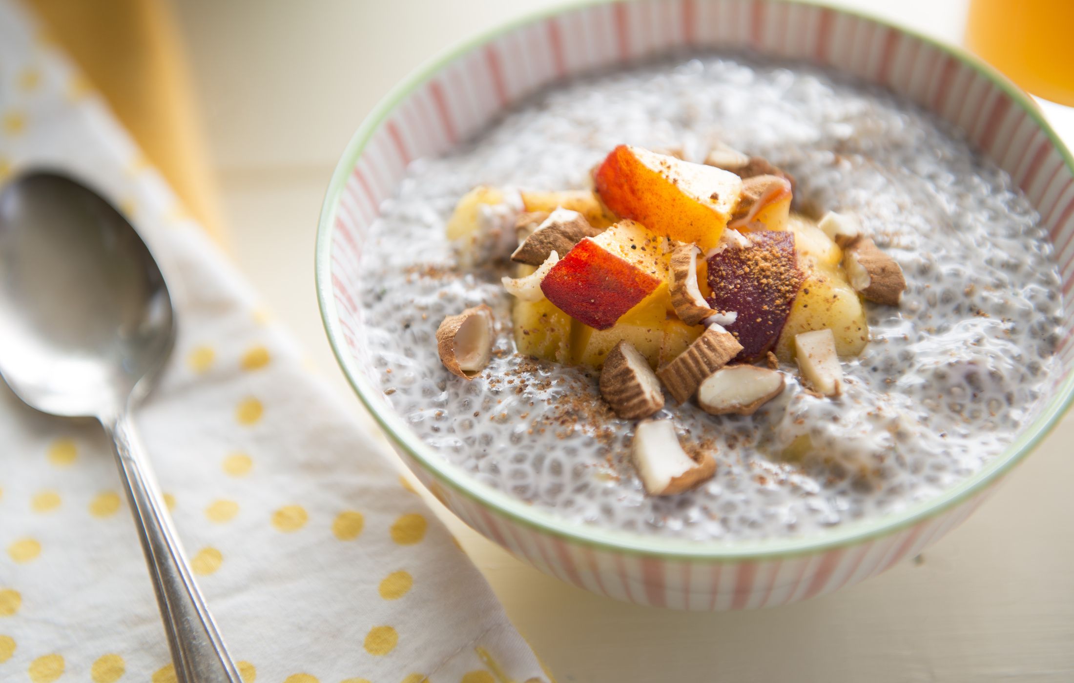 Raw Chia Peach Breakfast Porridge