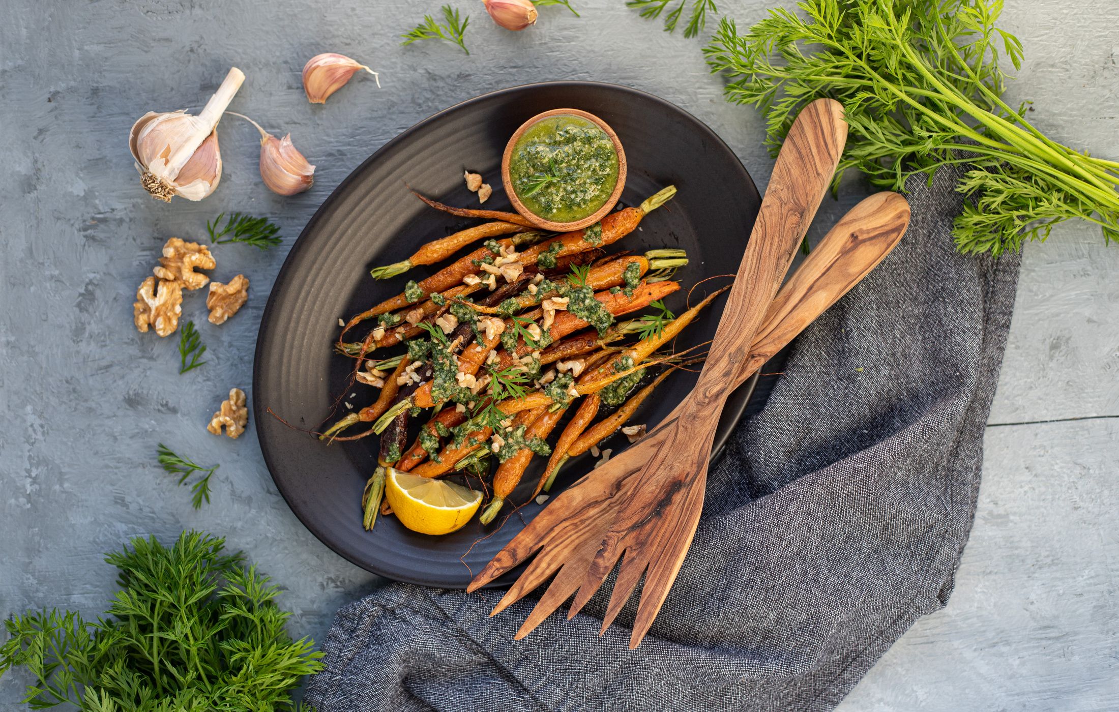 Roasted Carrots with Carrot Top Pesto