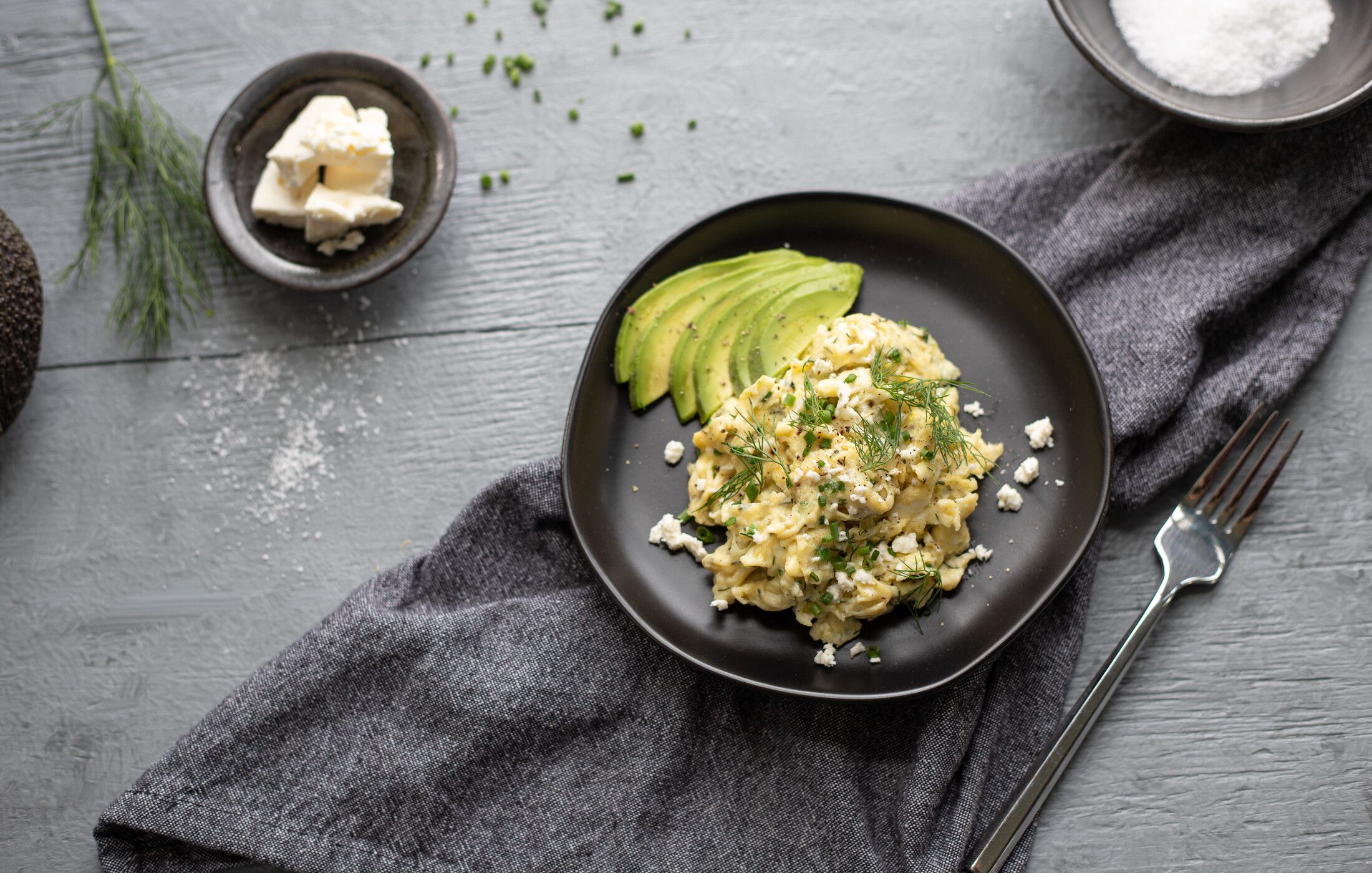 Scrambled Eggs with Feta and Herbs 