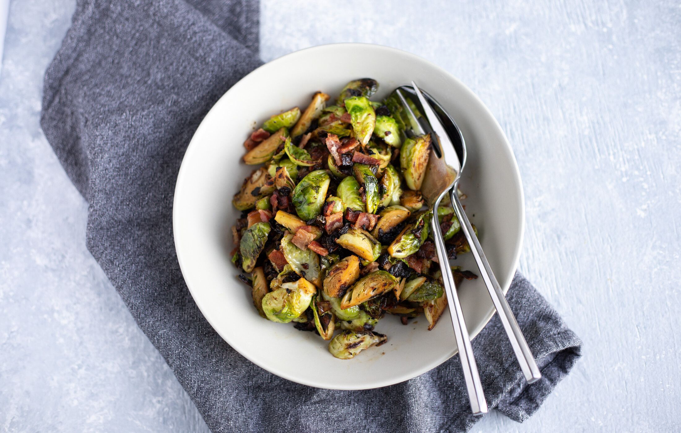Skillet Brussels Sprouts with Bacon and Onions