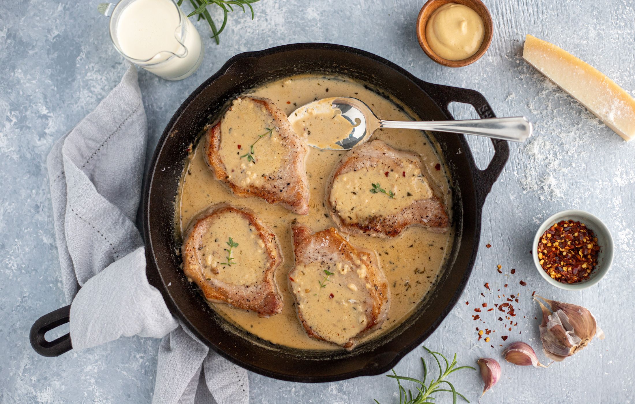 Skillet Pork Chops with Dijon Cream Sauce