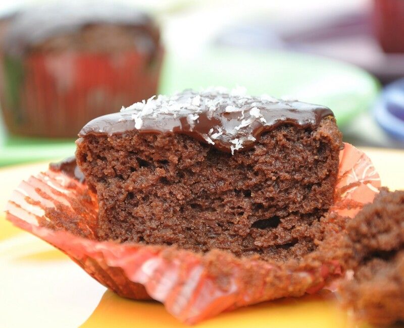 Gluten-Free Grain-Free Paleo Vegan Chocolate Brownie Cupcakes with Chocolate Ganache Frosting