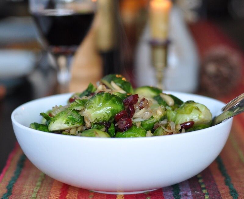 Sautéed Brussels Sprouts with Shallots and Cranberries