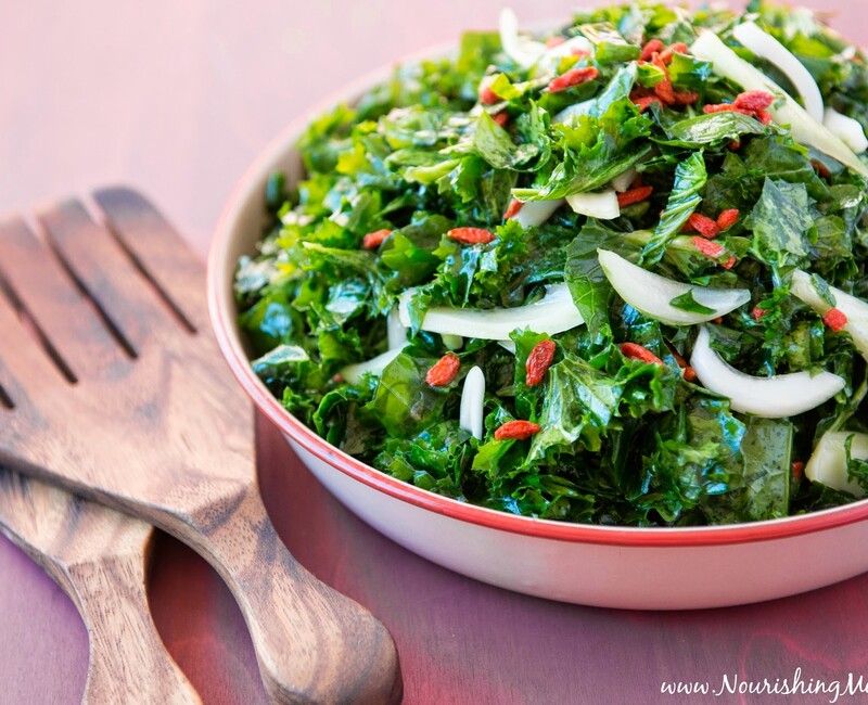 Zippy Kale Salad with Fennel, Sweet Onion, and Goji Berries