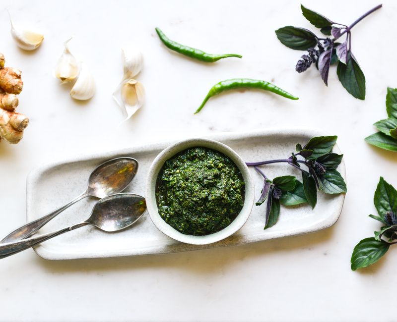 AFRICAN BLUE BASIL PURPLE MOUNTAIN BASIL RAW CHUTNEY RECIPE