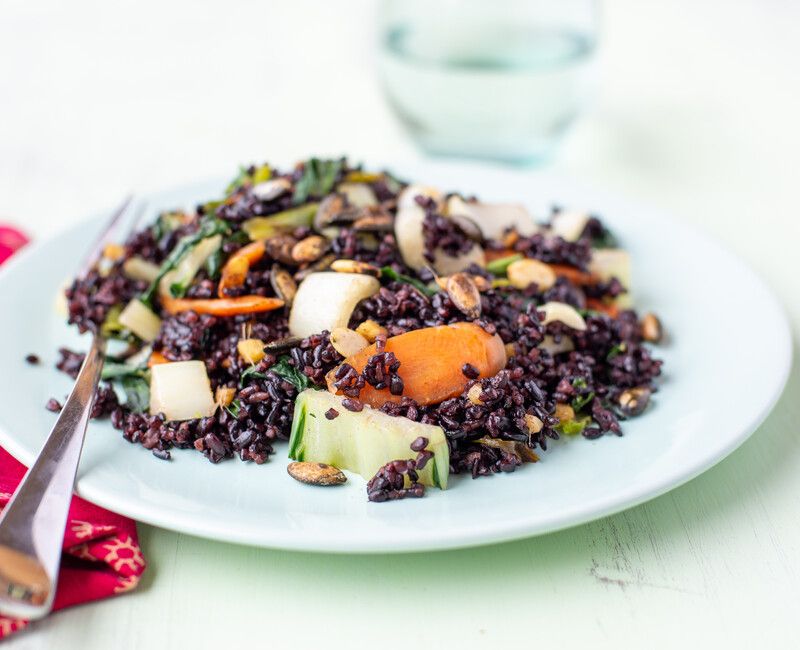 Bok Choy, Black Rice, and Ginger Stir Fry-2