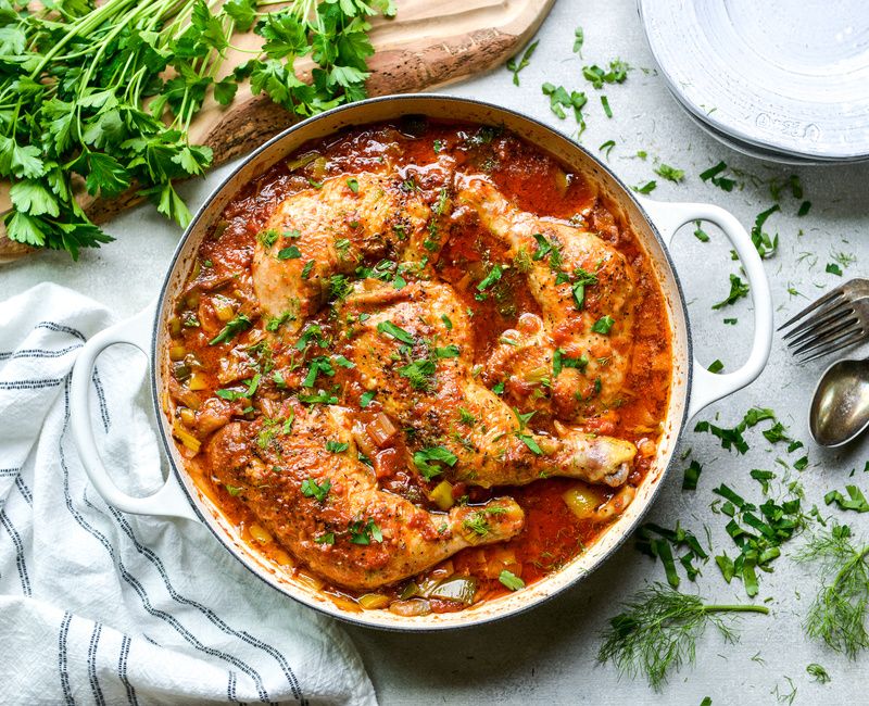 BRAISED CHICKEN WITH TOMATOES FENNEL AND WHITE WINE-1