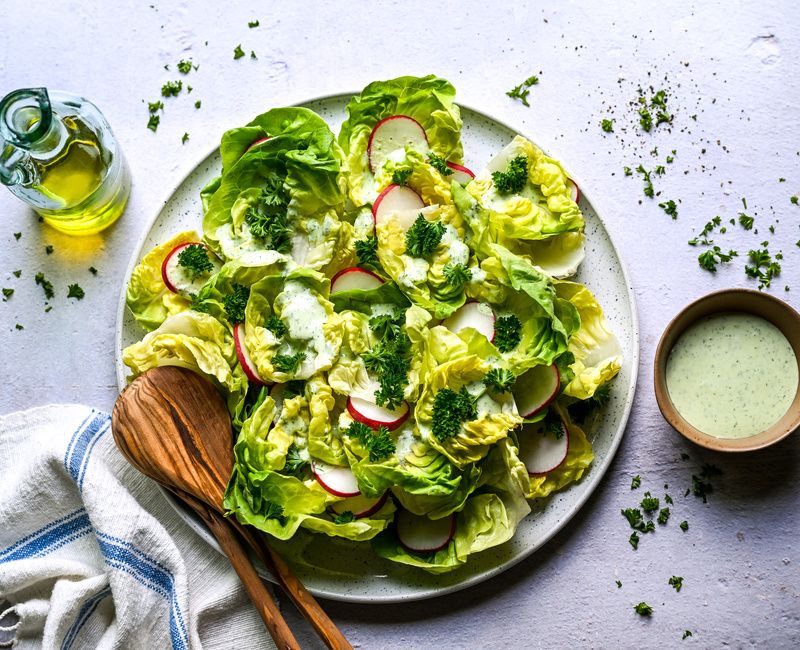 BUTTER LETTUCE RADISH SALAD CREAMY GREEK YOGURT LEMON DRESSING-1