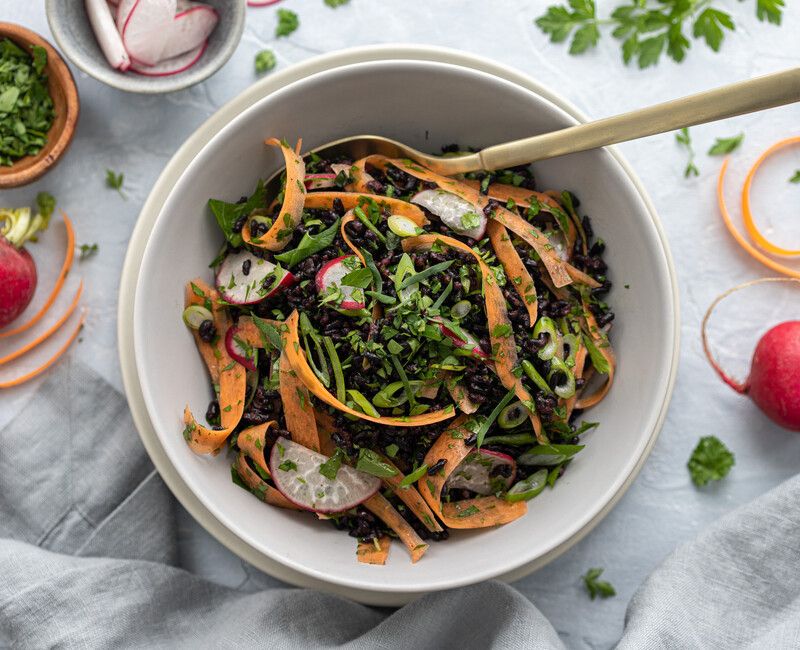 Black Rice Salad with Carrots and Radishes