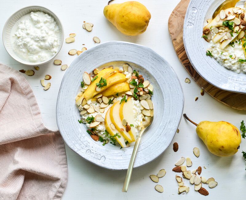 COTTAGE CHEESE PEARS ALMONDS-DASH DIET RECIPE