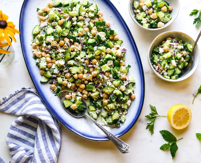 CUCUMBER CHICKPEA FETA SALAD MEDITERRANEAN DIET-11