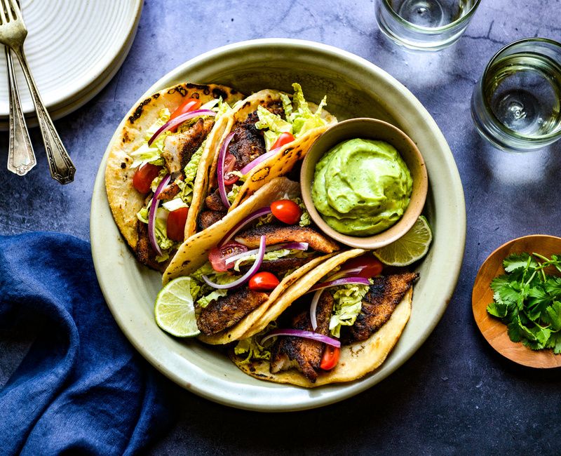 EASY ROCKFISH TACOS WITH SPICY AVOCADO-CILANTRO SAUCE-1