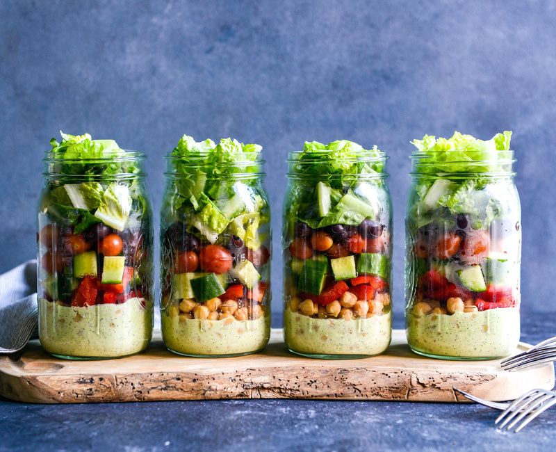 GREEK CHICKPEA SALAD JARS WITH CREAMY FETA-DILL DRESSING-1