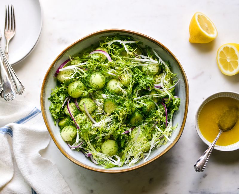 HONEYDEW CUCUMBER FRISEE SALAD LEMON VINAIGRETTE-2