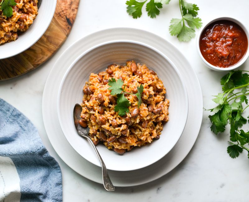 INSTANT POT CHEESY RICE AND BEANS-1