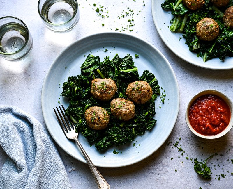 ITALIAN LAMB MEATBALLS AND SAUTEED DARK LEAFY GREENS-1