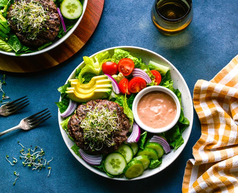 KETO BURGER BOWLS WITH THOUSAND ISLAND DRESSING-1