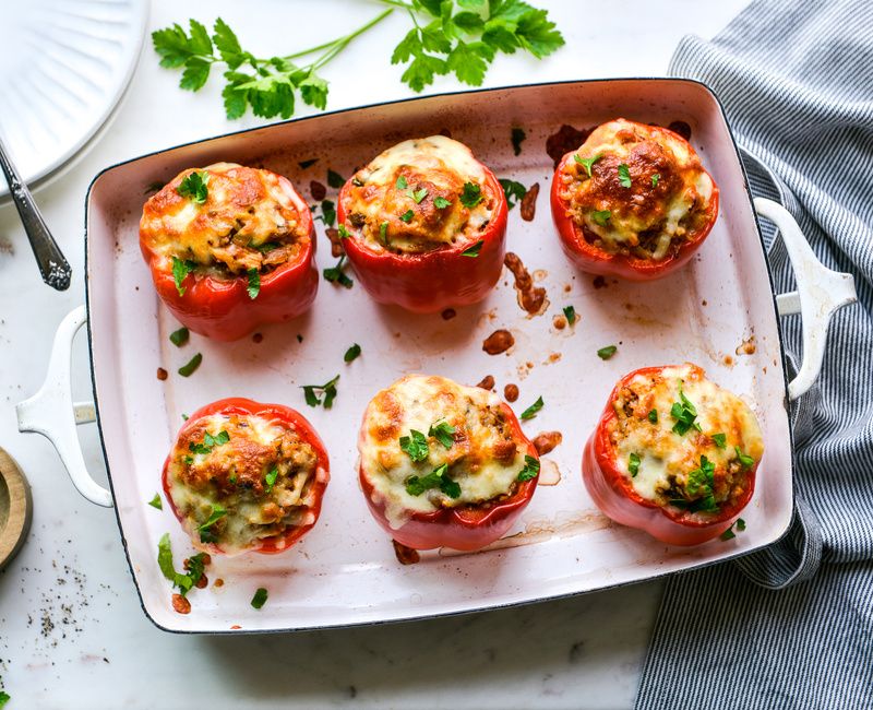 LEFTOVER TURKEY AND RICE STUFFED PEPPERS-1