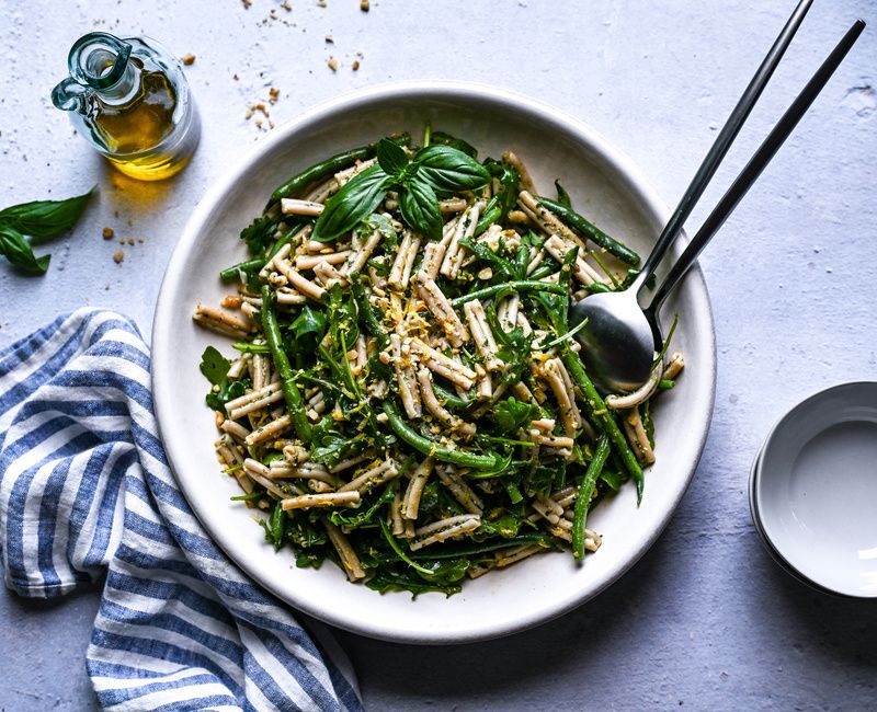 LEMONY GREEN BEAN, PASTA, WALNUT SALAD-GLUTEN-FREE-DAIRY-FREE-VEGAN-1