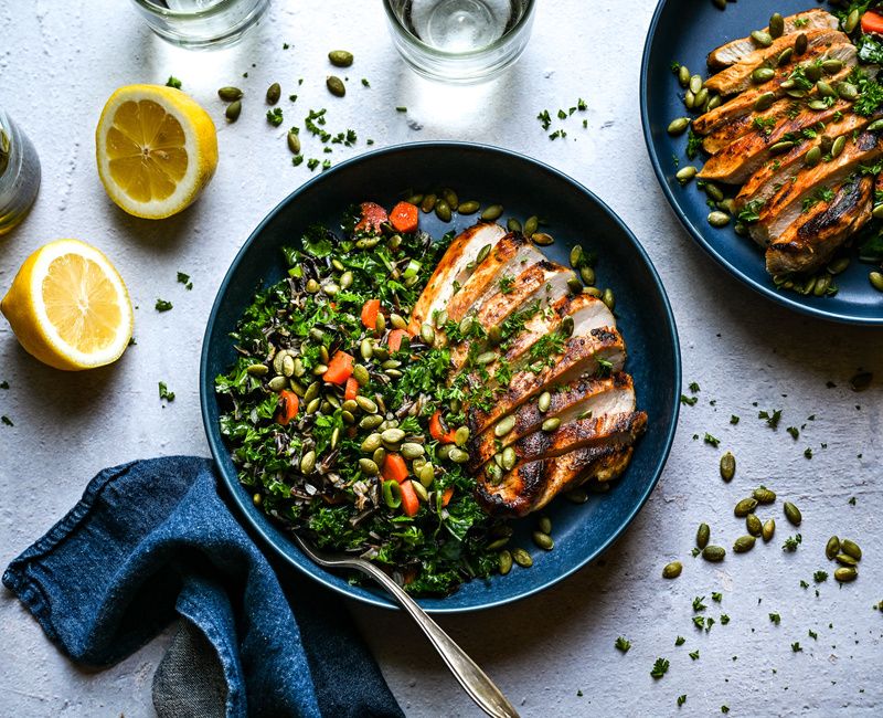 LEMONY WILD RICE KALE SALAD CHICKEN BOWLS LOW-FODMAP DETOX DIET-1