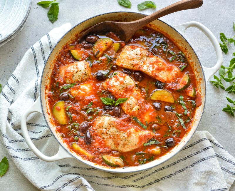 POACHED HALIBUT WITH TOMATOES AND FRESH HERBS-1