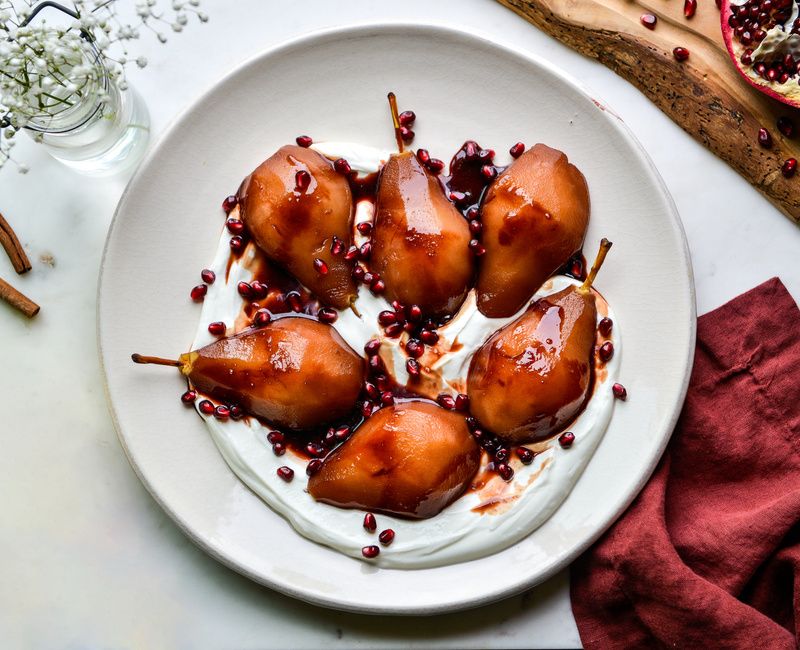 POMEGRANATE POACHED PEARS-3