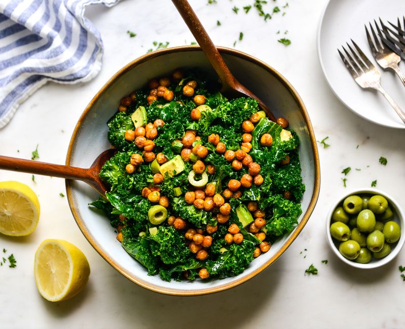 ROASTED CHICKPEA KALE AVOCADO SALAD LEMON DIJON DRESSING-3