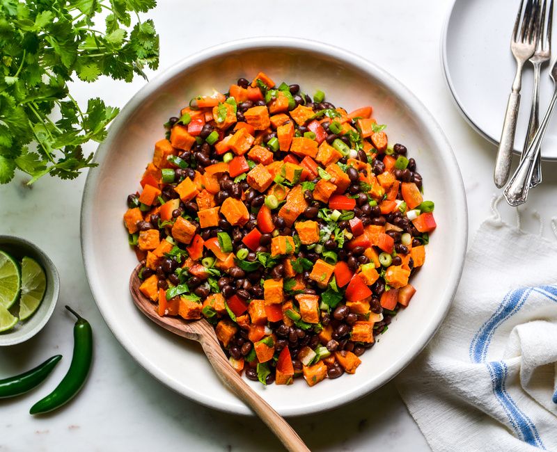 ROASTED SWEET POTATO AND BLACK BEAN SALAD WITH LIME VINAIGRETTE-11