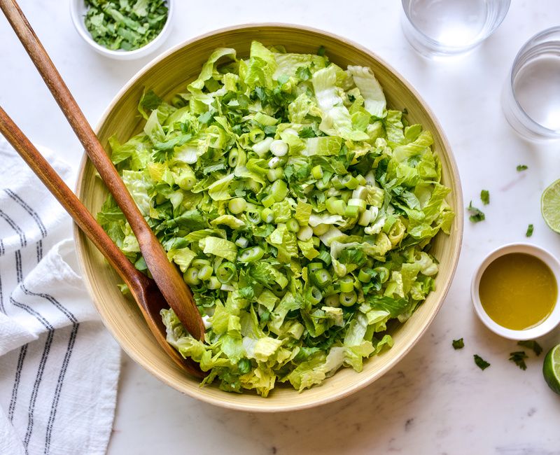 ROMAINE AND CILANTRO SALAD WITH LIME-OLIVE OIL DRESSING-1