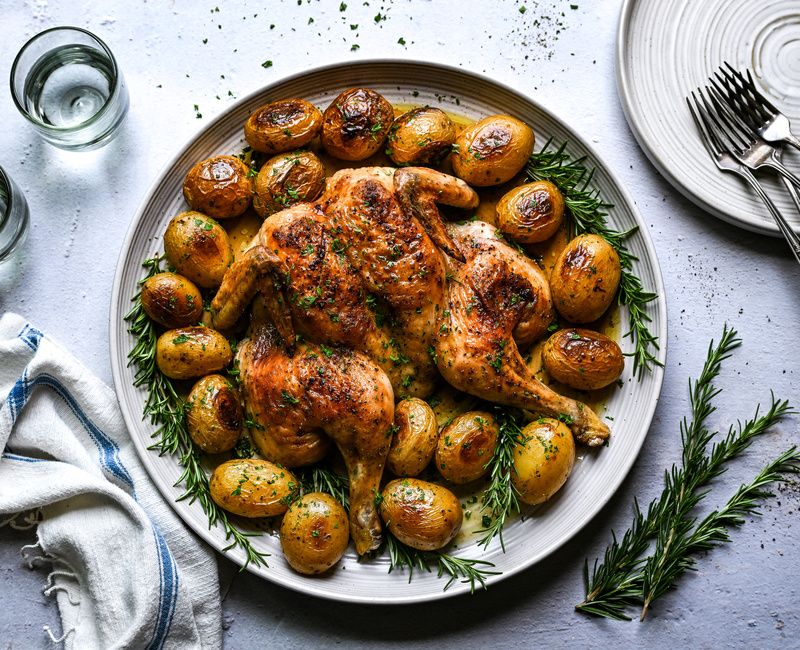 ROSEMARY ROASTED SPATCHCOCKED CHICKEN AND POTATOES-1