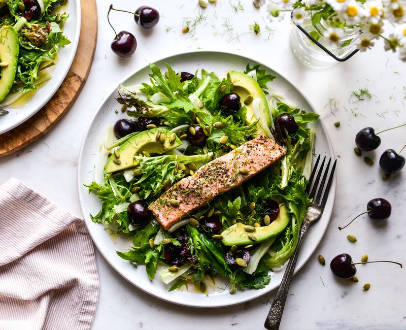 SALMON-FENNEL-CHERRY SALAD WITH GRAPEFRUIT VINAIGRETTE-2