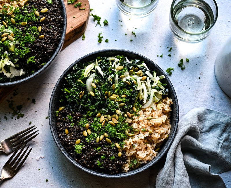 SPICED BLACK LENTIL AND RICE BOWLS LEMONY CRUCIFEROUS SLAW VEGAN-12