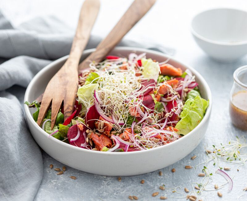 Smoked Salmon Salad with Honey Mustard Dressing