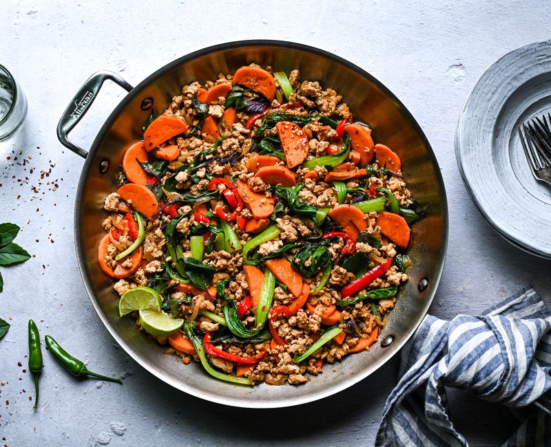 THAI BASIL TURKEY SWEET POTATO HIGH-PROTEIN SKILLET-1