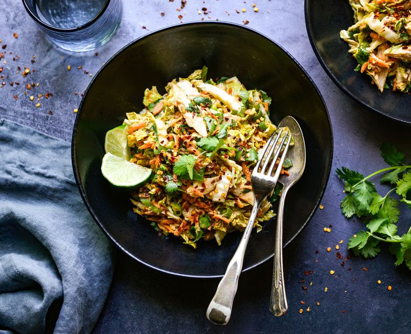 THAI CHICKEN CABBAGE SALAD GINGER ALMOND BUTTER DRESSING-1