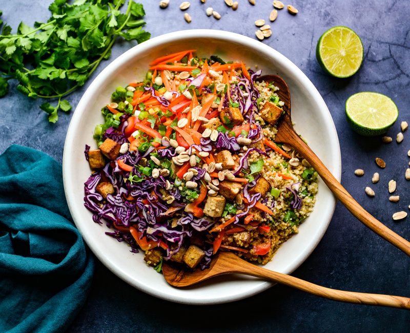 THAI QUINOA AND TOFU SALAD WITH CREAMY PEANUT-GINGER DRESSING-1