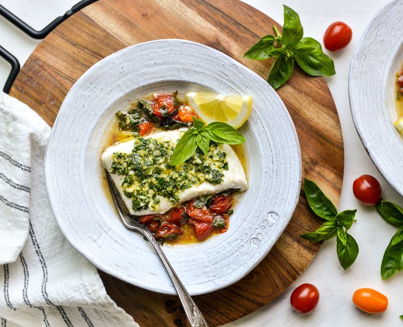 TOMATO-BASIL OVEN POACHED HALIBUT-1