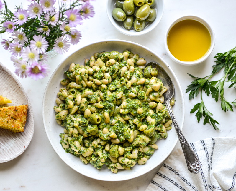 WHITE BEAN AND OLIVE SALAD WITH PARSLEY PISTOU-1