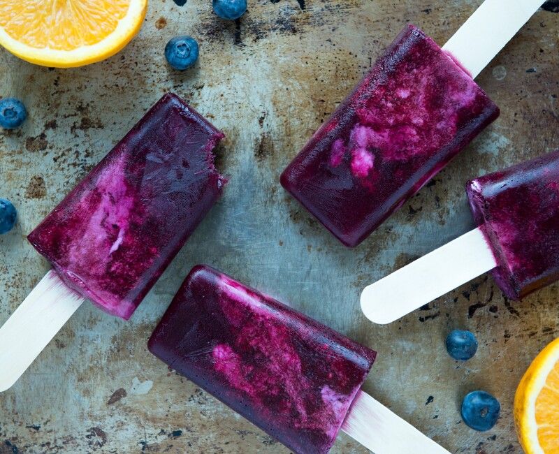 Blueberry Orange Coconut Swirl Popsicles