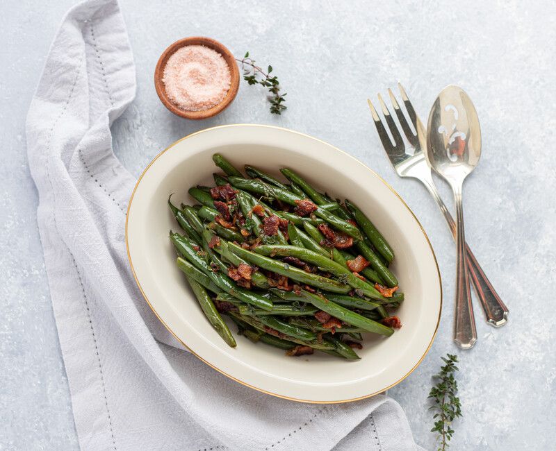 Braised Green Beans with Bacon and Caramelized Shallots