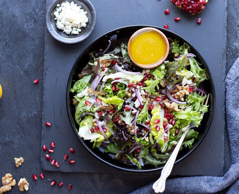 Fall Salad with Pomegranates, Walnuts, and Feta 