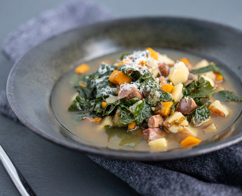 Ham Soup with Potatoes and Kale