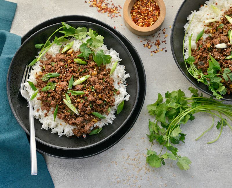 Korean Ground Beef and Rice Bowls